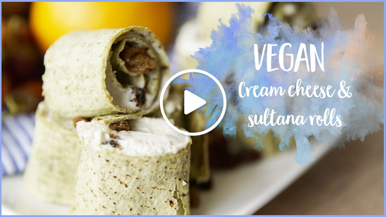 Vegan sultana and tofutti cheese rolls