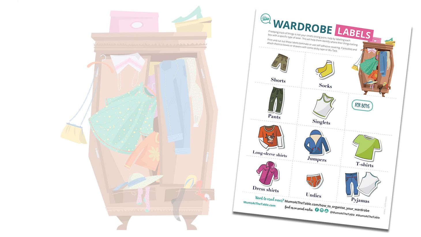 Free printable: Wardrobe labels for kids