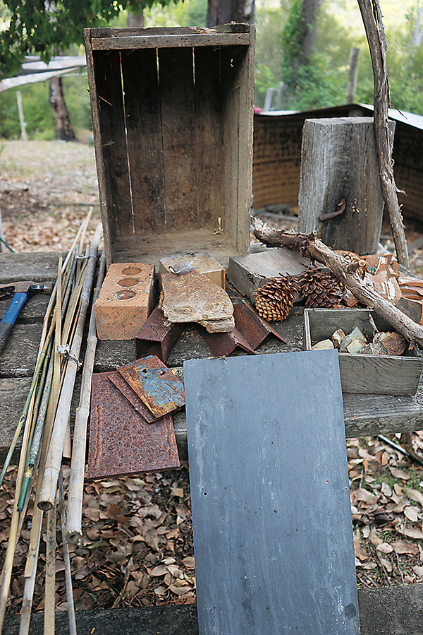 Materials required to build an insect hotel
