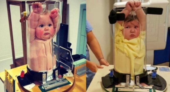 Why this baby is squished into this glass tube