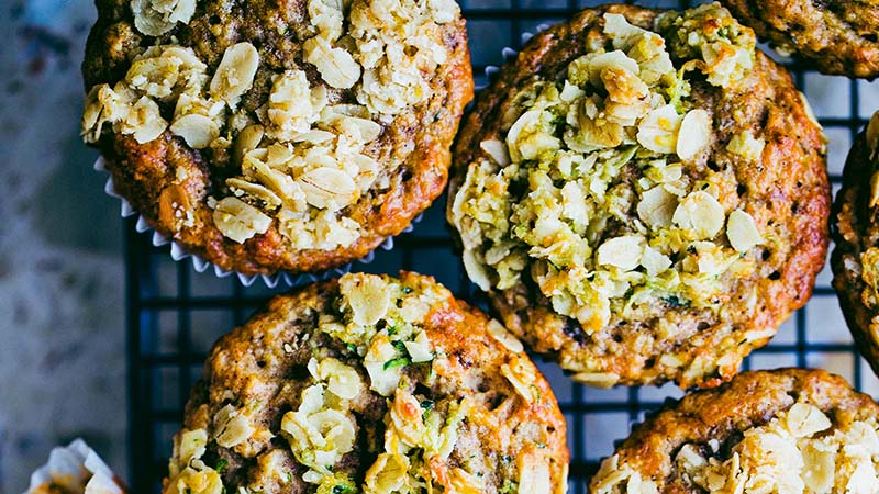 Zucchini muffins with streusel topping