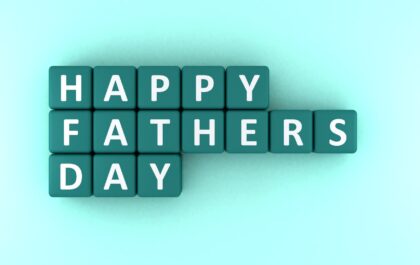 Alphabet tiles spelling out Happy Father's Day