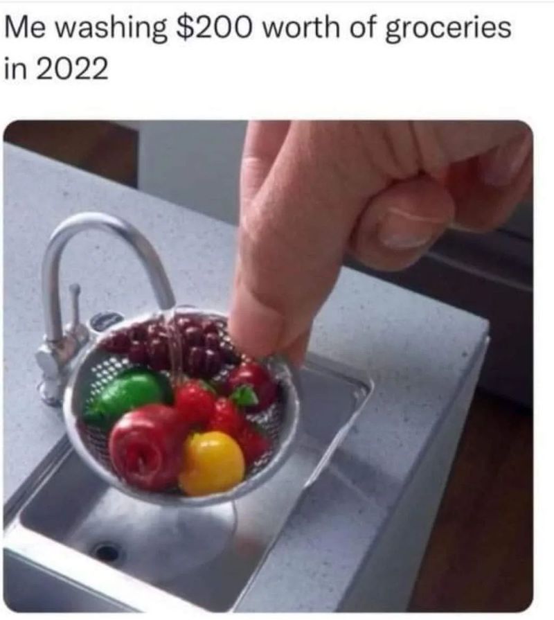 washing a miniature toy bowl of fruit under a miniature sink