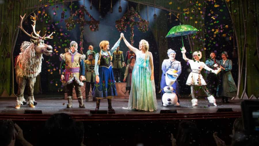 Cast of Frozen musical on stage