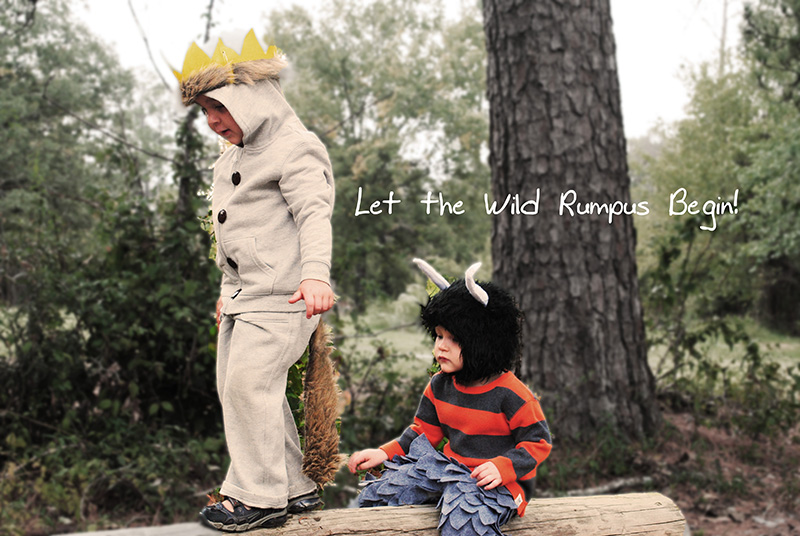 Two kids dressed in Where the Wild Things are costumes